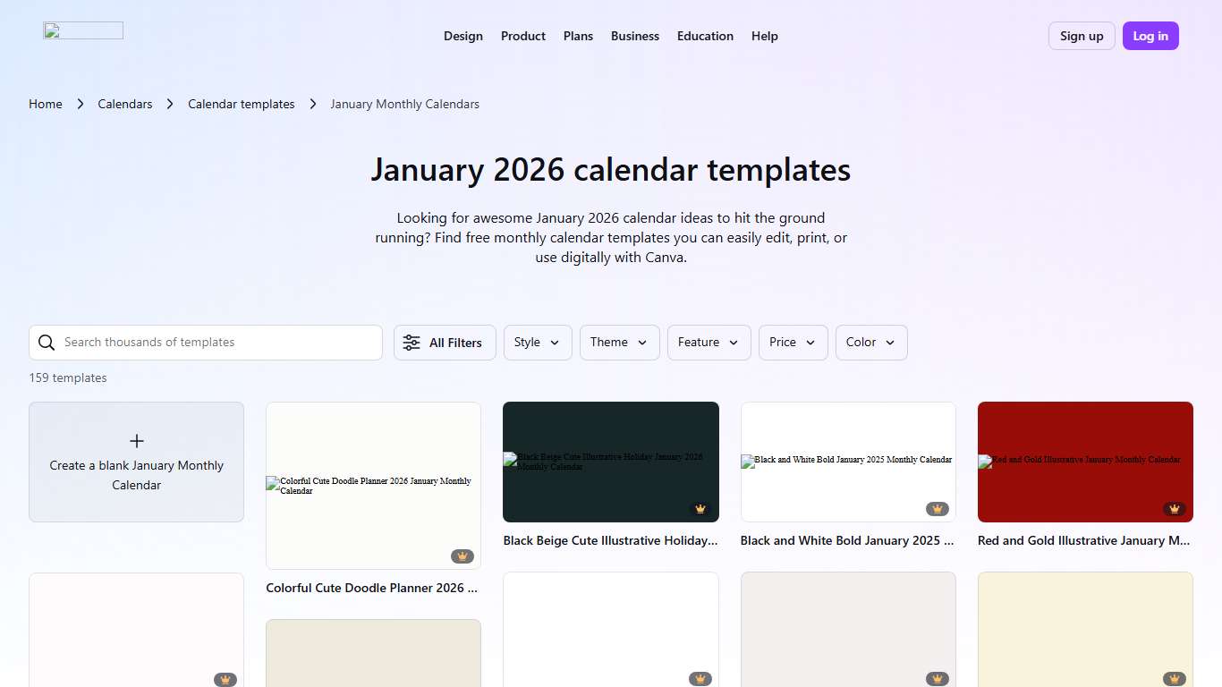 Page 2 - Free and editable January 2026 calendar templates | Canva